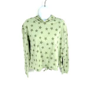 Alternative Apparel Women's Star-Print Green Hooded Shirt Medium NWT